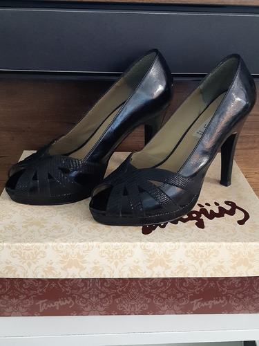 Zapatos Mujer Tacón Negro Tanguis Talla 36 Como Nuevo