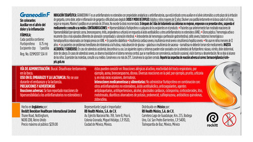 Graneodín® F,dolor E Inflamación De Garganta, 3pk De 16 Pzs