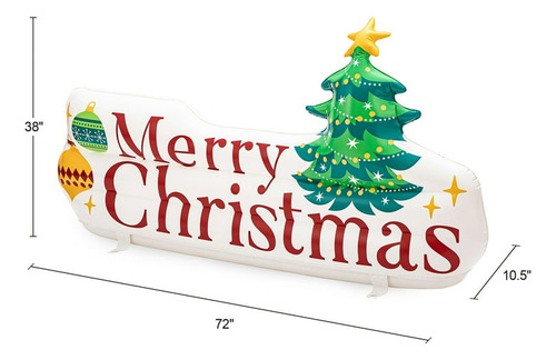Holiday Time Cartel Inflable De Feliz Navidad 3,2 Pies