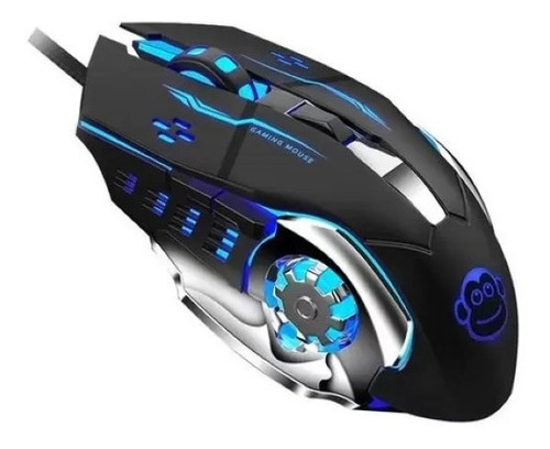 Mouse Gamer Ergonômica 2400dpi Tekone 6 Botões Cor Preto C Cinza