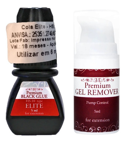 Imagem 5 de 7 de Cola Cilios Elite Premium Black Hs10 5ml + Removedor Gel