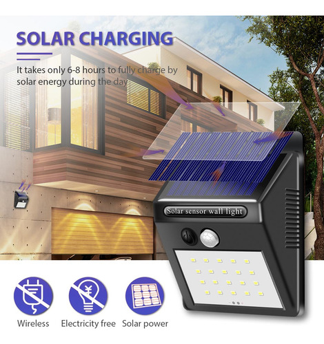 Lampara Solar 100 Led Exterior Sensor Movimiento Impermeable