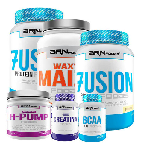 Kit 2 Whey Fusion 900g+ Waxy Maize 1kg+ Pré Treino 250g