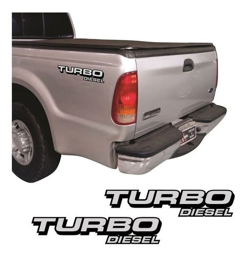 Adesivo Emblema Turbo Diesel Ford F250 F-250 Cinza C/ Preto