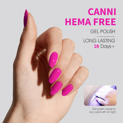 Canni Esmalte De Uñas De Gel Rosa Intenso, 1 Esmalte De Gel
