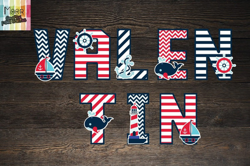 Letras 3d Y Numero 3d Estilo Marinero Nautico Mesa Dulce