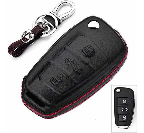 Royalfox Cuero Auténtico 3 Botones Caso Key Fob Cubierta Par