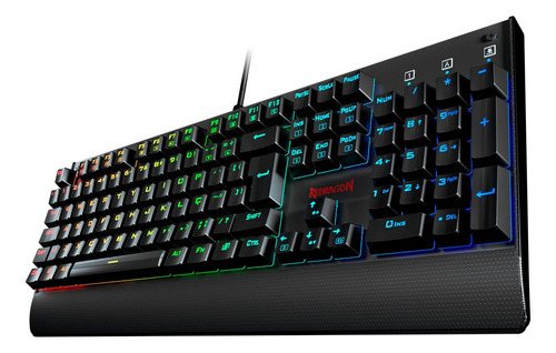 Teclado mecanico gamer Redragon Kala K557 QWERTY Outemu Brown português Brasil cor preto com luz RGB
