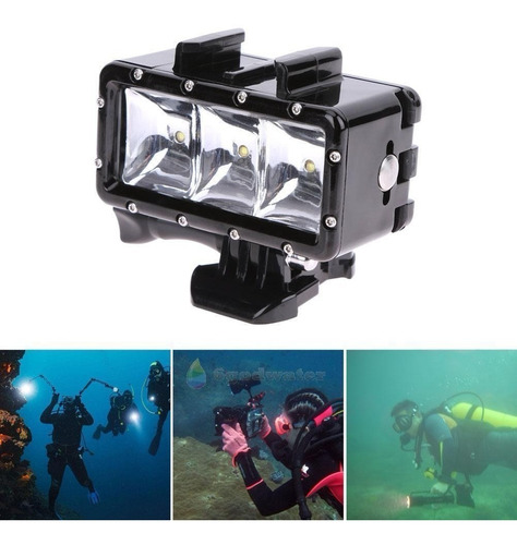 Luz Led Agua Buceo Impermeable 3 Lámpara Para Go Pro Sjcam