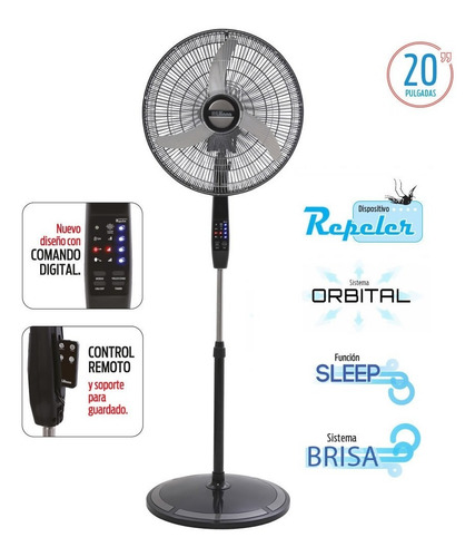 Imagen 1 de 5 de Ventilador De Pie Orbital Liliana 20 Vpd20r Control Remoto