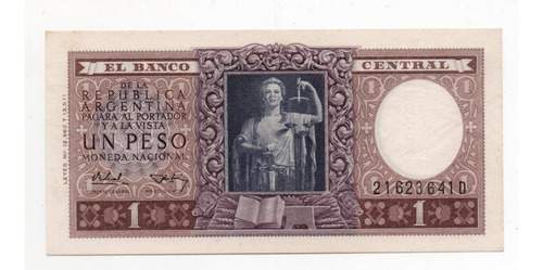 Billete Argentina 1 Peso Moneda Nacional Bottero 1916 Sc-