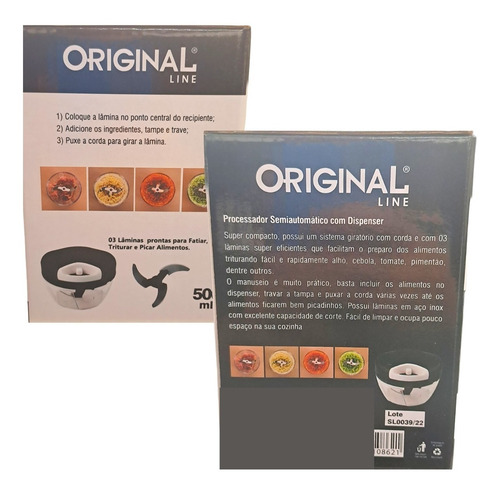 Processador Triturador Alimentos 500ml 3 Lâminas Original