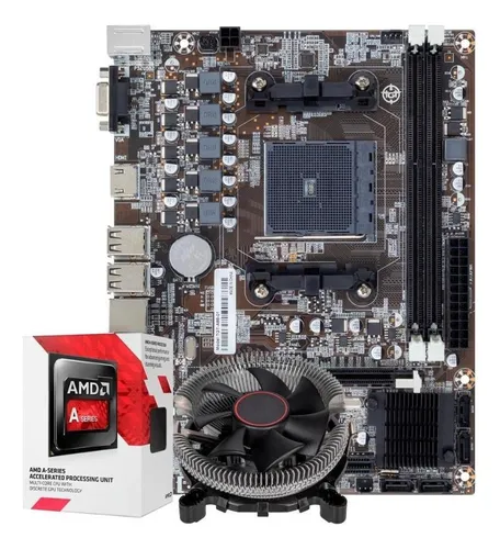 comprar Kit Upgrade Amd A6-7480 + Cooler + Placa Mae Fm2 Cor Preto