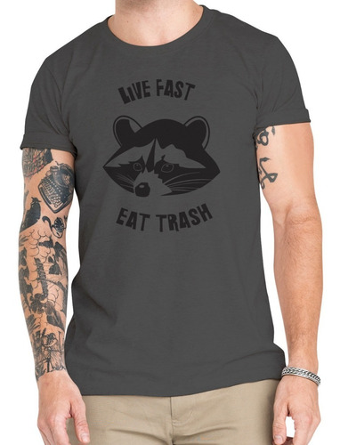 Polera Mapache Racoon Live Fast Algodón 100% Orgánico An2