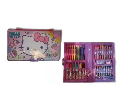 Estuche Hello Kitty 40 Pzs Set Colores , Crayones Plumones
