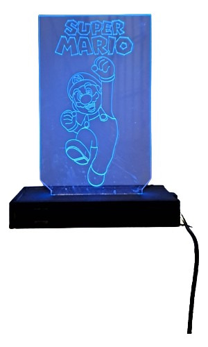  Lámpara Acrilico Luz Led Super Mario Bros - Grabado 