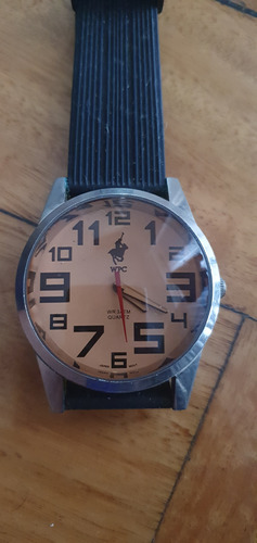 Reloj Wellington Polo Club De Hombre - Malla De Silicona Negro Plateado Naranja