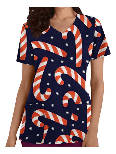 Camiseta De Manga Corta A La Moda Con Cuello En V Para Mujer