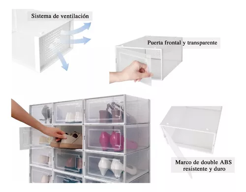 Paquete de 6 organizadores apilables de plástico para zapatos