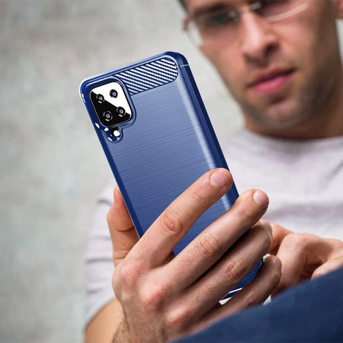Funda Silicona Fibra De Carbono Para Galaxy A12/m12/f12+mica