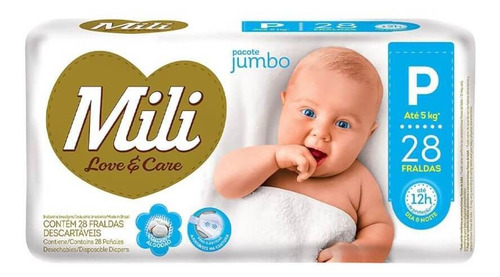 Mili Love Care Fralda Infantil Jumbo P C/28