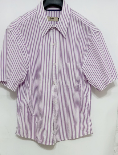 Camisa Sport De Hombre Mangas Cortas Blanca Y Violeta Sars L