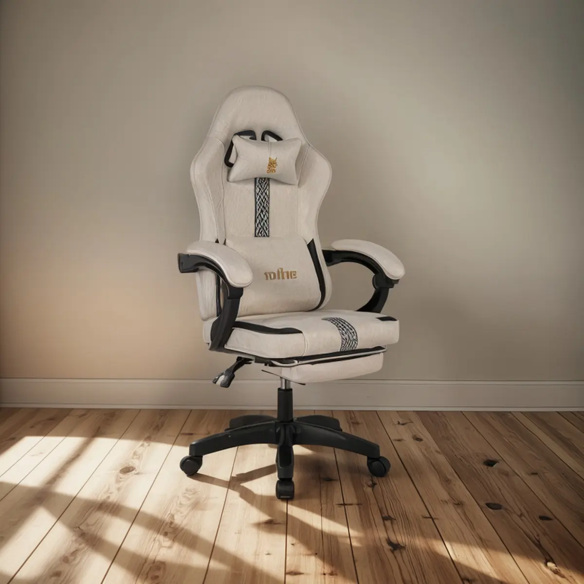 Silla Gamer Oficina Krone Reclinable Fabric Color Crema