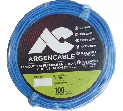 Cable Unipolar Normalizado Argencable 1.5mm Rollo X 100 Mts