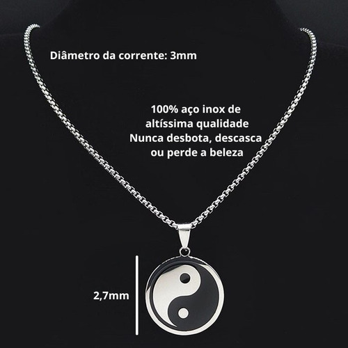 Imagem 5 de 5 de Colar Unissex Com Pingente Yin Yang