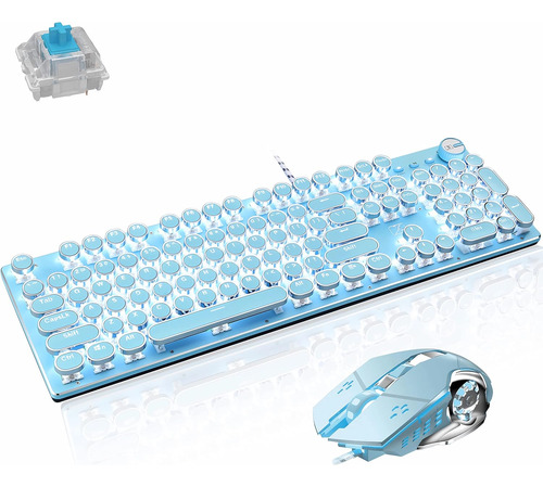 Combo Teclado Retro Steampunk Y Mouse Gaming