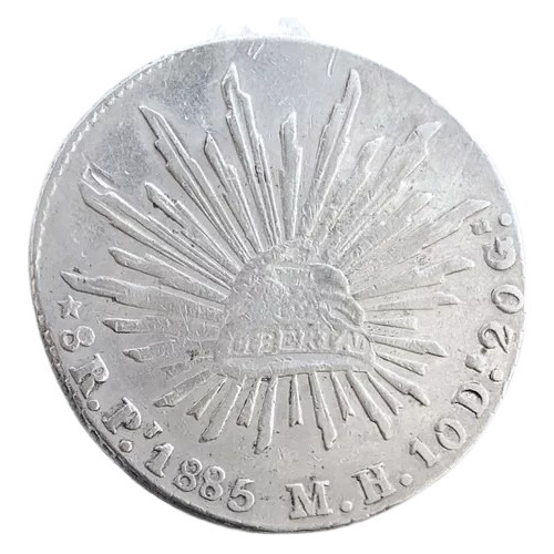 Moneda 8 Reales Plata 1885 San Luis Potosi Slp