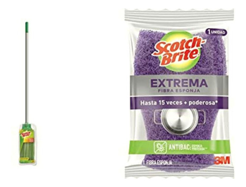 3m Scotch-brite Trapeador Extra Largo + Fibra Esponja