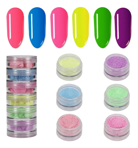 Pack X 6 Sombras Puros Pigmento Colores Pasteles Uñas Nails