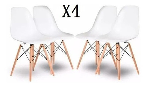 Sillas Eames X 4 Unidades, Comedor, Living, Blancas Modernas