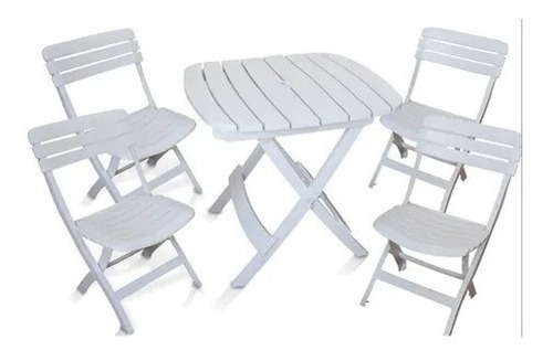 Conjunto De Mesa E 4 Cadeiras Plásticas Dobrável - Antares