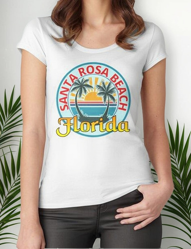 Remera Pegatina Playa De Santa Rosa Beach Florida Algodon Pr