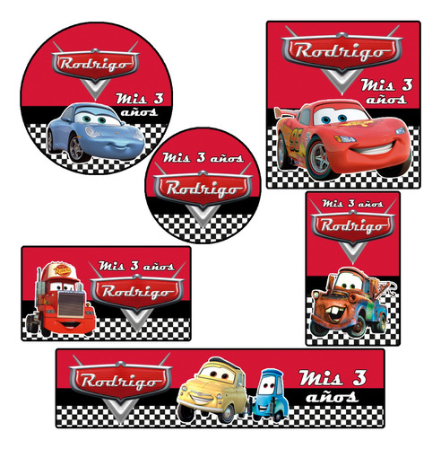 Kit 144 Stickers Cars Troquelado Candy Bar Etiqueta