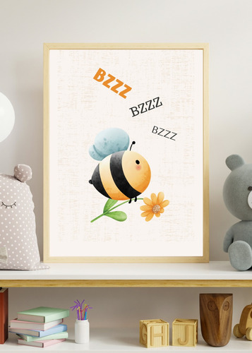 Lámina Decorativa Infantil Abeja Dibujo Ilustracion P Cuadro