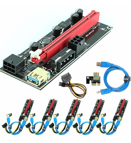 Paquete De 6 Cables Pcie Riser Express 16x 1x Dual6pin ...