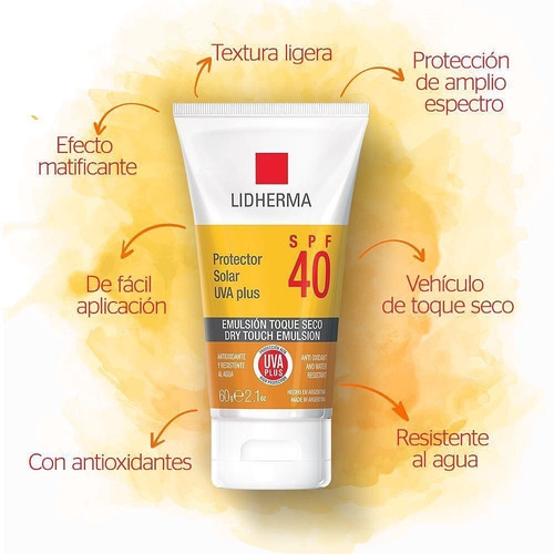 Imagen 3 de 4 de Protector Solar Lidherma Fps 40 En Crema 1 Unidad De 60 ml 60 g