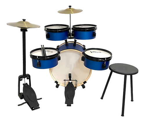 Bateria Com Chimbal Infantil Rmv Azul Completa Pbnc14016