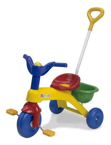 Imagen 1 de 4 de Triciclo Infantil Rondi 1er Triciclo c/Barra amarillo y azul