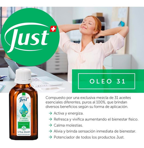 Imagen 7 de 9 de Aceite Oleo 31 De 50ml Just Producto Original Y Sellado