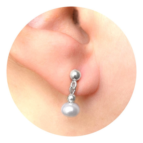 Dije,cadena Y Aros Plata 925 Y Perlas Cultivo (mg09/a1/sing) Color Singapur 40 Cm
