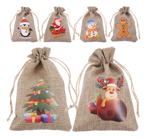 Juego De Bolsas Con Cordón Para Regalo De Dibujos Animados,