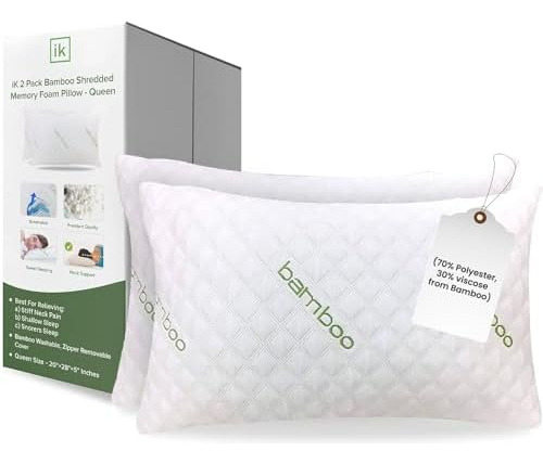 Juego De 2 Almohadas Ik Bamboo Pillow 2024, Tamaño Queen