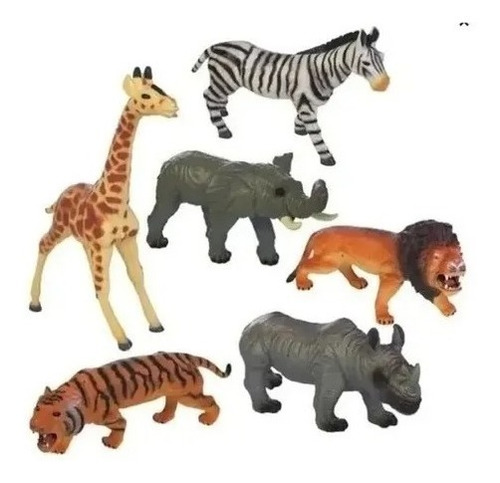 Set X6 Muñecos Animales De Selva 12cm Grande Juguete