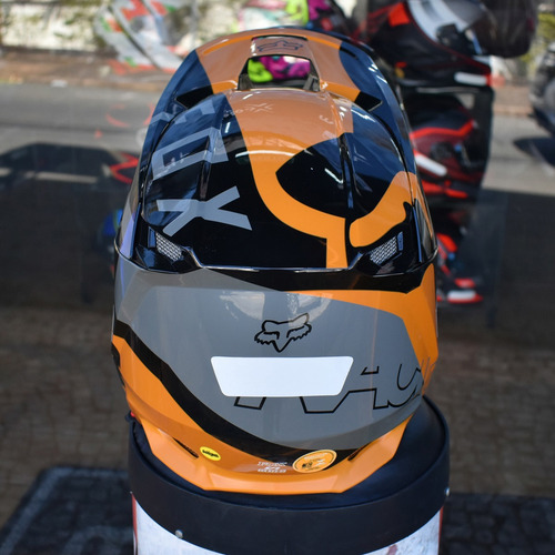 Capacete Moto Cross Trilha Off Road Fox Mx V1 Skew Dourado