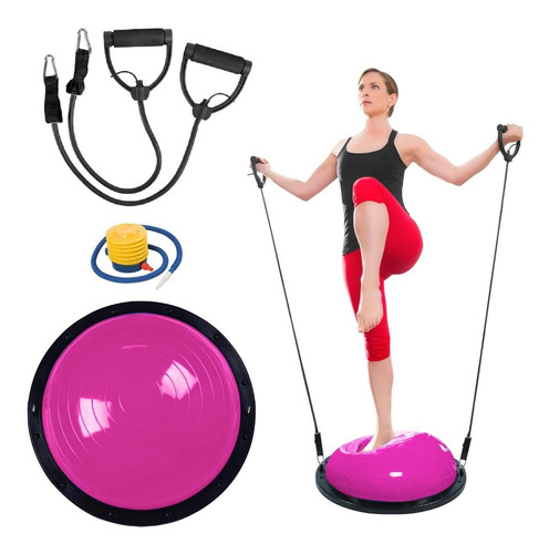 Entrenador Equilibrio Pelota Bosu + Inflador + Ligas Yoga 63