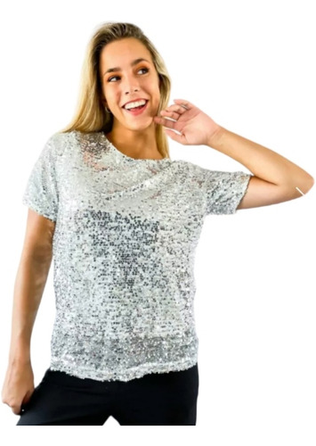 Remera Blusa Lentejuelas Mujer Fiesta